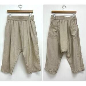 Nicholas K Harem Drop Crotch Pull-On Weekend Short Cropped Slouchy Tan Pants XS
